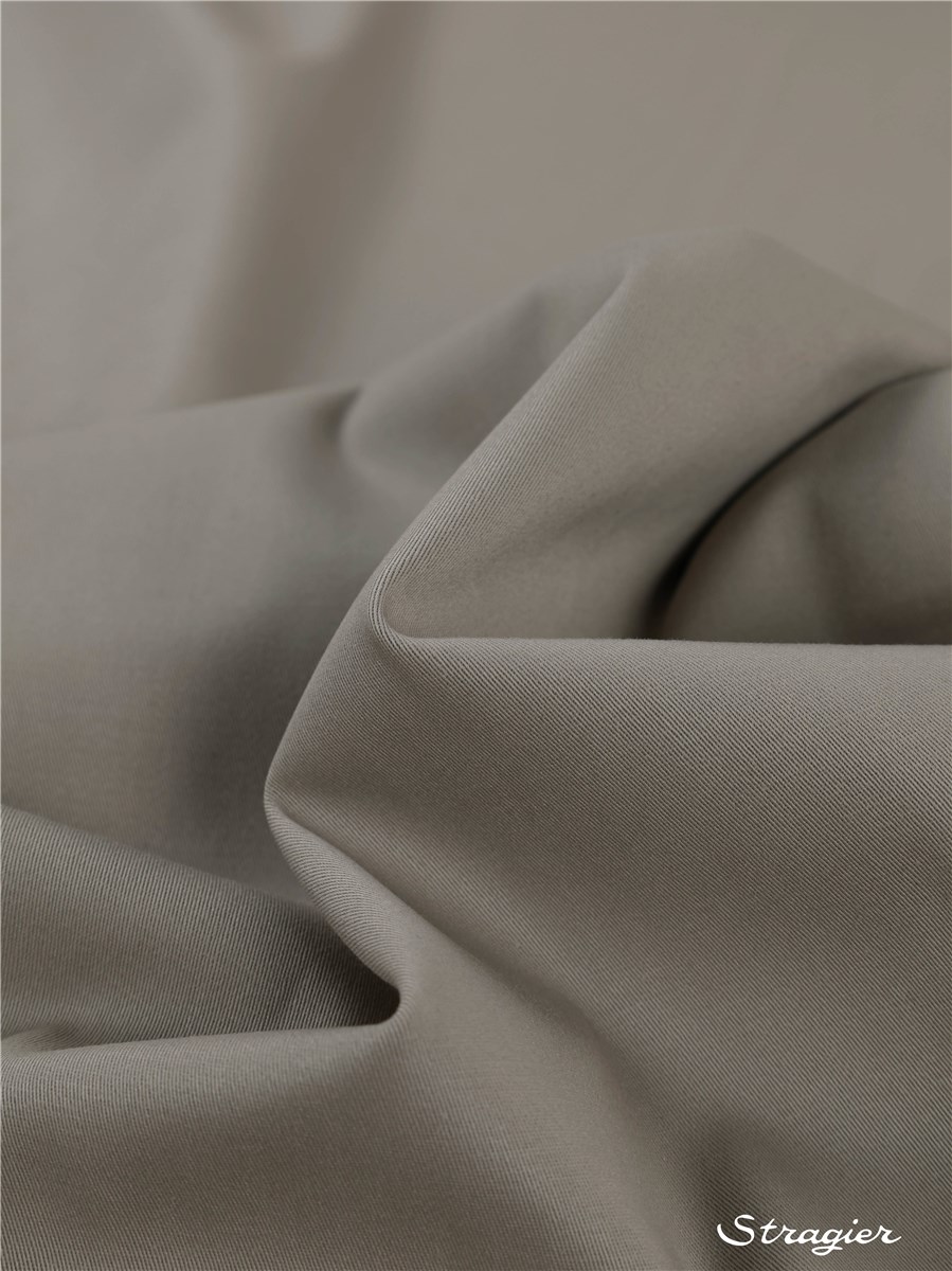 Coton sergé extensible - uni - Grège