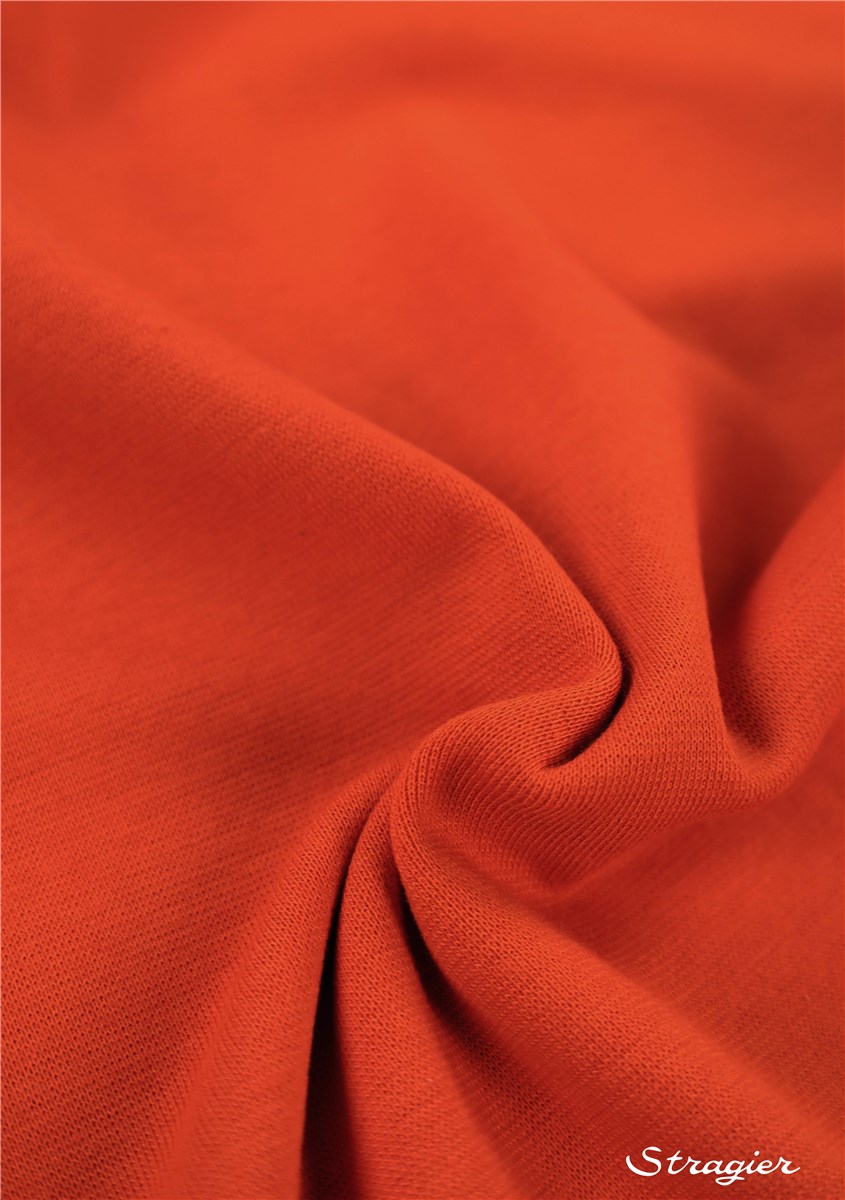 Bord Côte en Coton Bio - Uni - Vermillion 