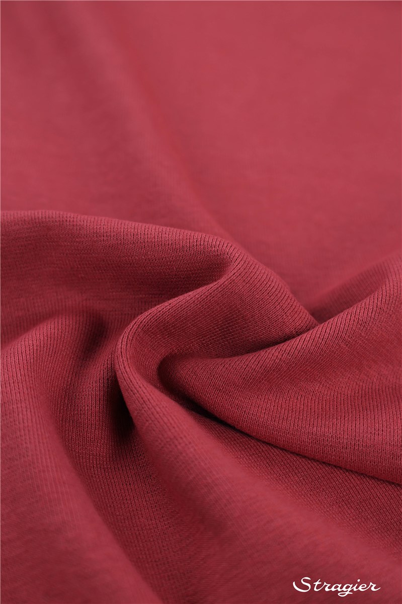 Bord Côte en Coton Bio - Uni - Cerise