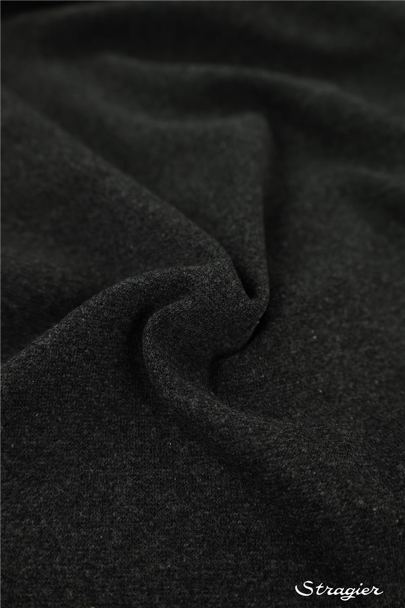 Cotton Knitted Ribbing - Stretch - uni - Gris anthracite chiné