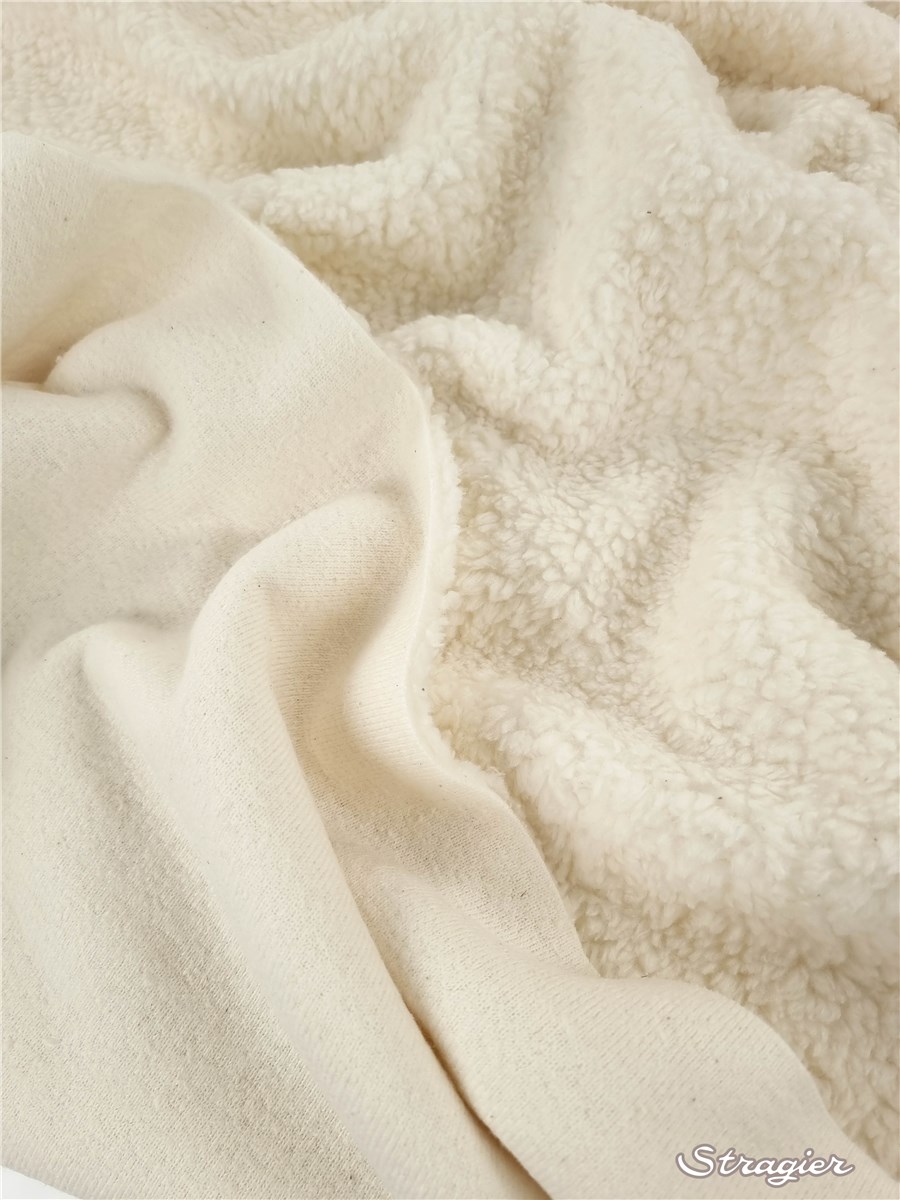 Cotton Teddy Fabric - Dense - uni - Ivoire naturel