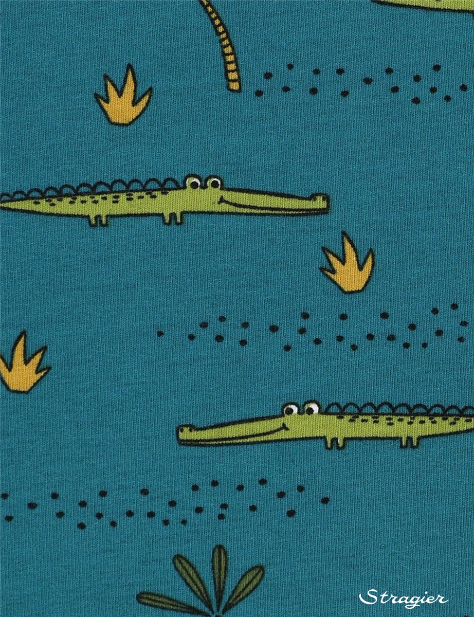 Jersey Coton Stretch - BIO - Croco cool - Vert Canard 