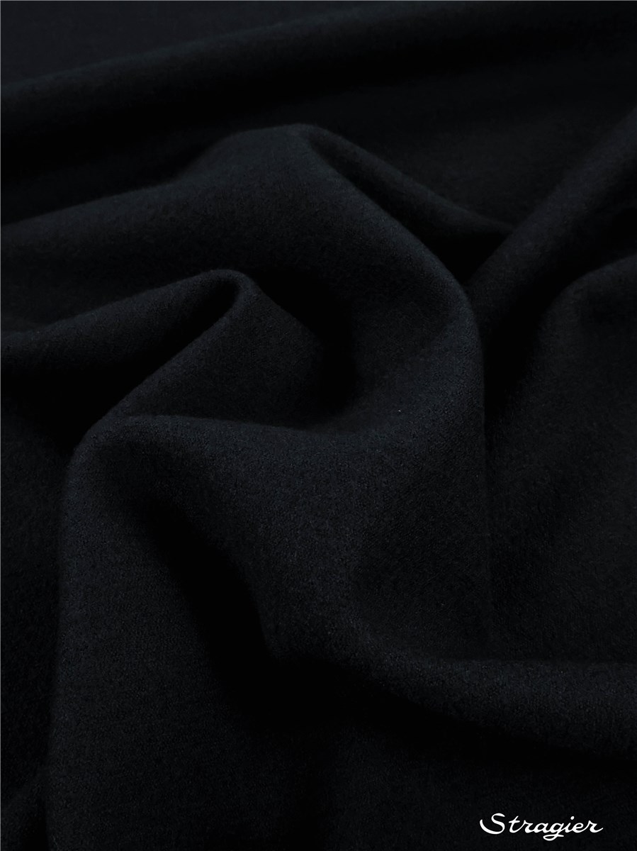 Maille pure laine Mérinos - Laine bouillie - extra fine - uni - Noir