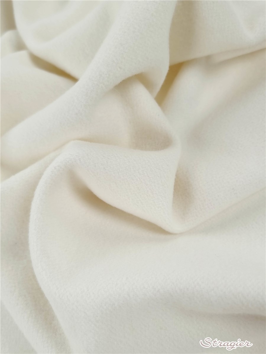 Laine Velours Manteau - Uni - Ivoire 