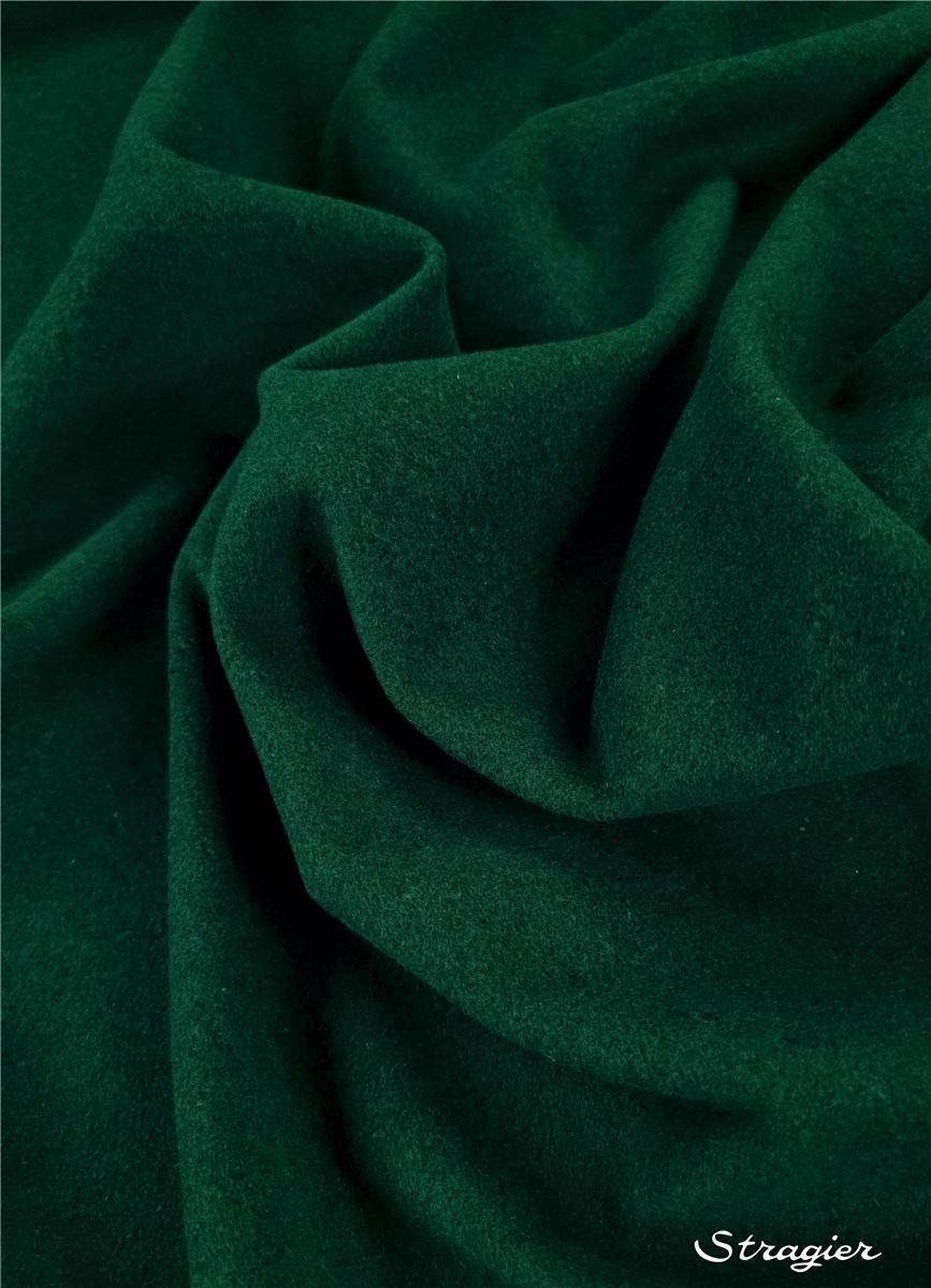 Velvet Wool - Coat - Plain - Emeraude foncée