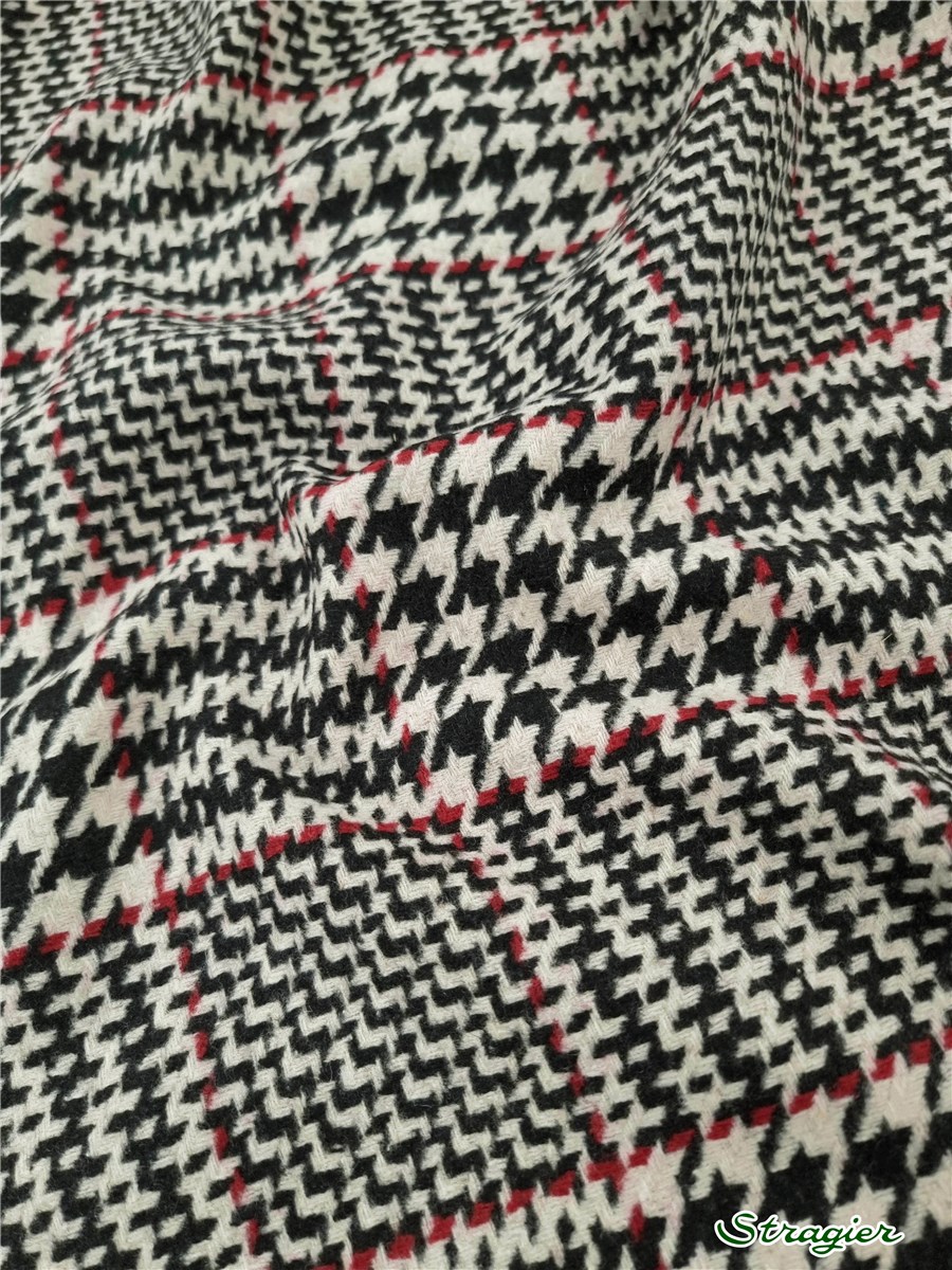 Laine Manteau - Grand Prince de Galles - Noir - Blanc