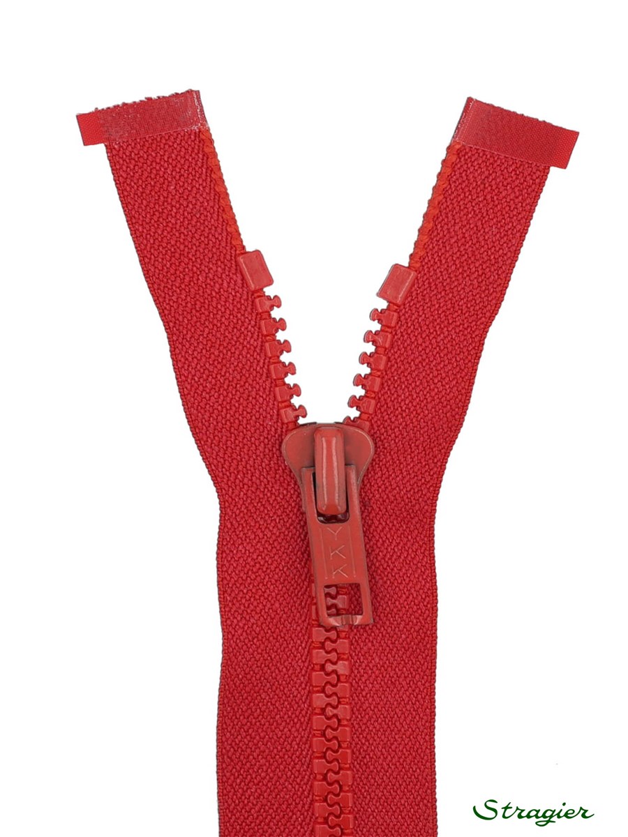 Moulded Plastic Zip - 6mm - Open End - Rouge Rubis - 45 cm