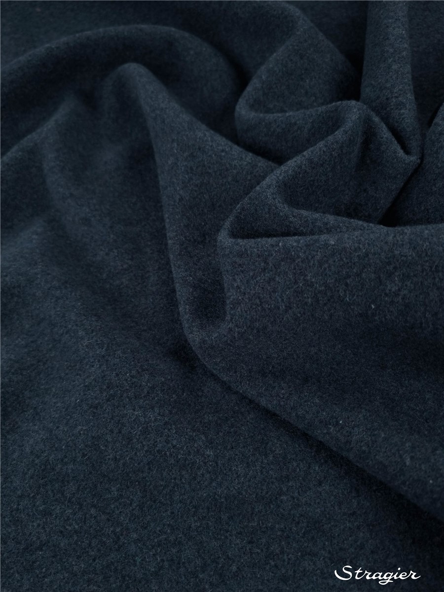 Velvet Wool - Coat - Plain - Jeans chiné