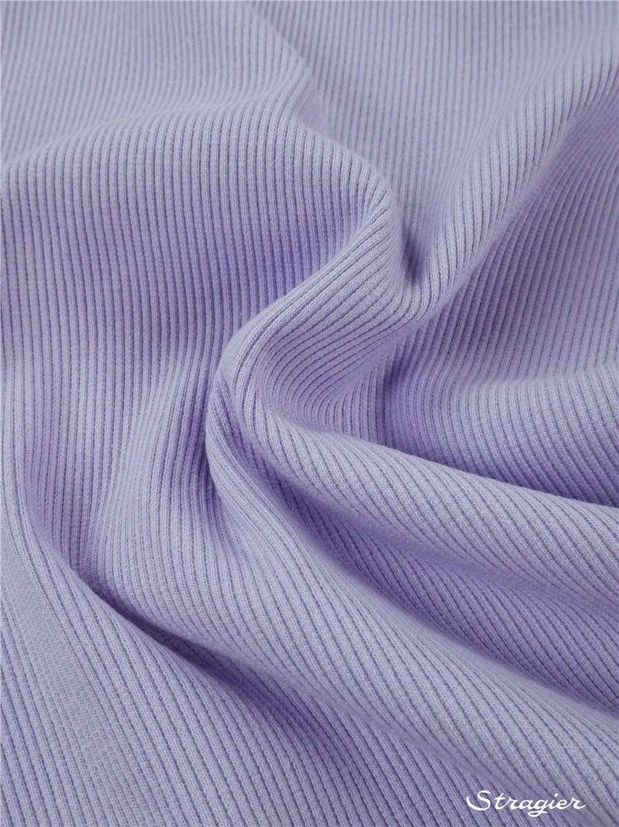Organic Cotton Knitted Ribbing 2x2 - stretch - Plain - Lilas bleuté
