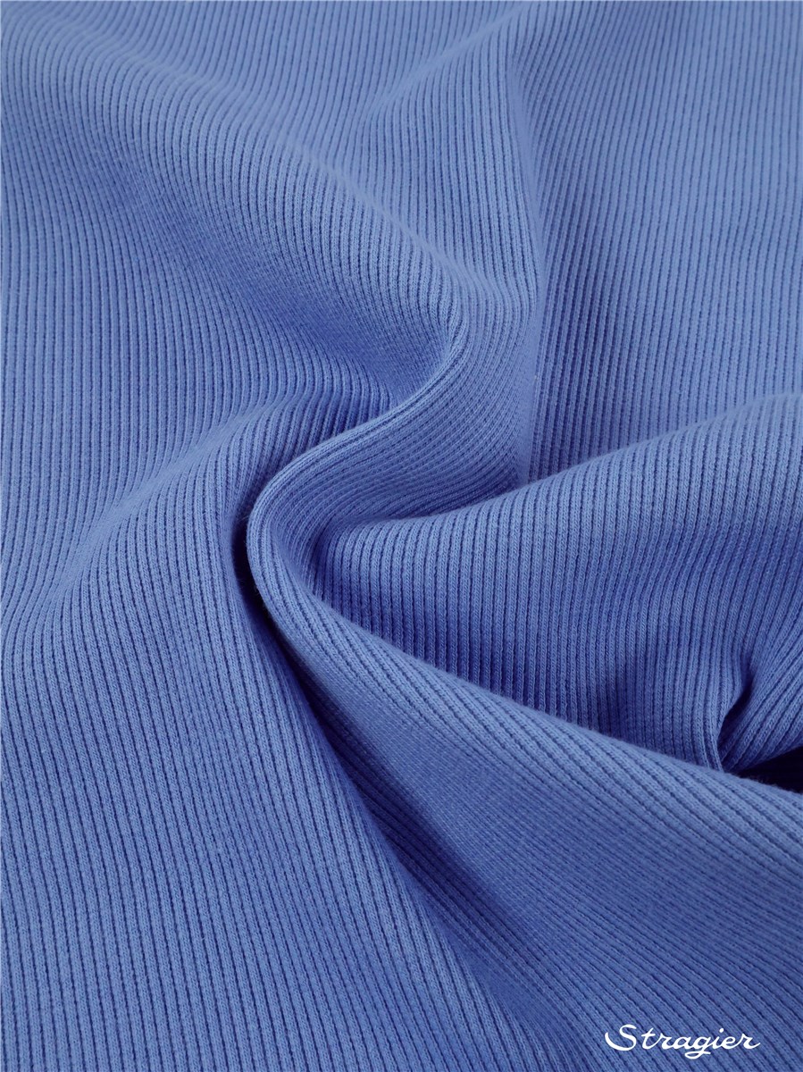 Organic Cotton Knitted Ribbing 2x2 - stretch - Plain - Bleu lavande