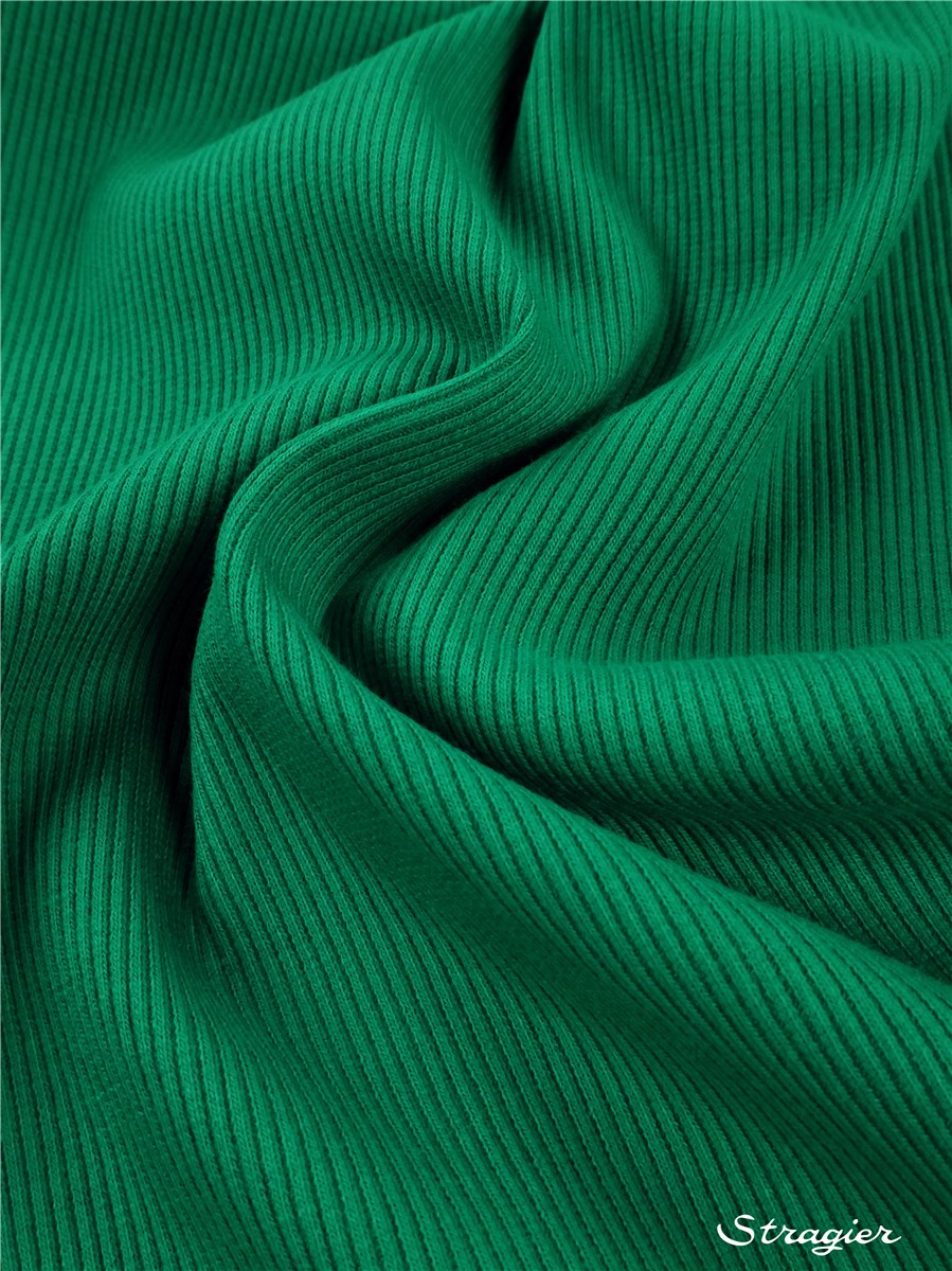 Organic Cotton Knitted Ribbing 2x2 - stretch - Plain - Vert Golf