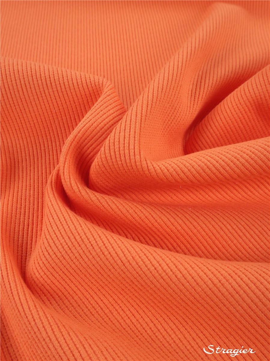 Organic Cotton Knitted Ribbing 2x2 - stretch - Plain - Orange tonique