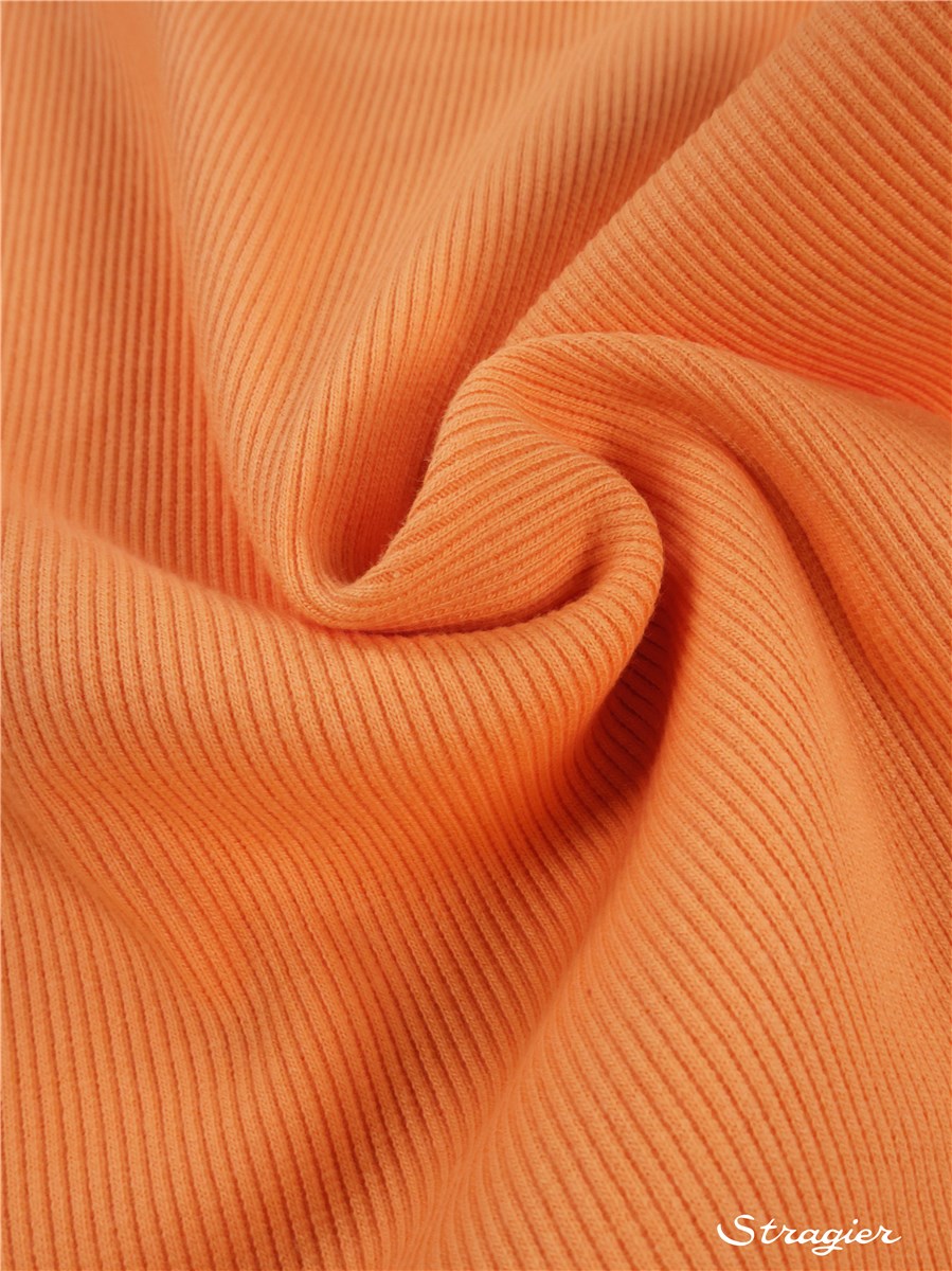 Organic Cotton Knitted Ribbing 2x2 - stretch - Plain - Orange douce