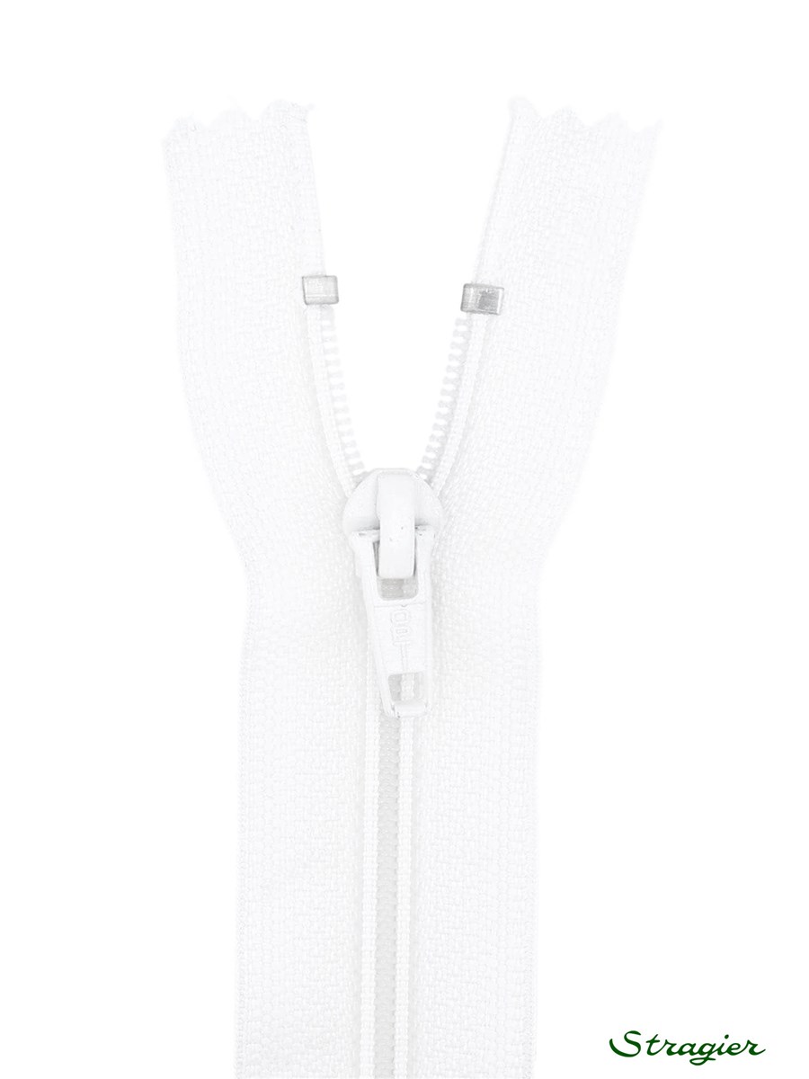 Zip - maille spirale 6mm - Séparable - Blanc - 35 cm