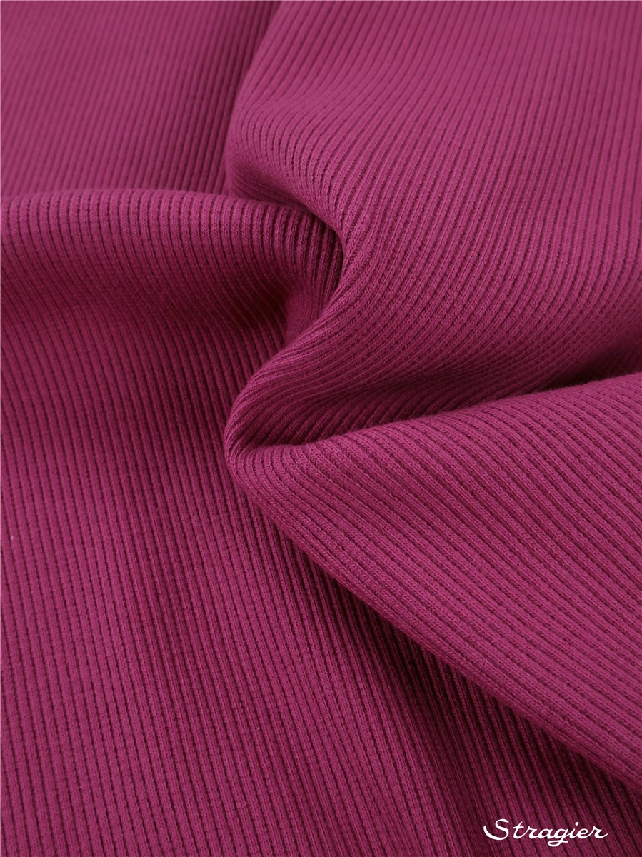 Organic Cotton Knitted Ribbing 2x2 - stretch - Plain - Berry