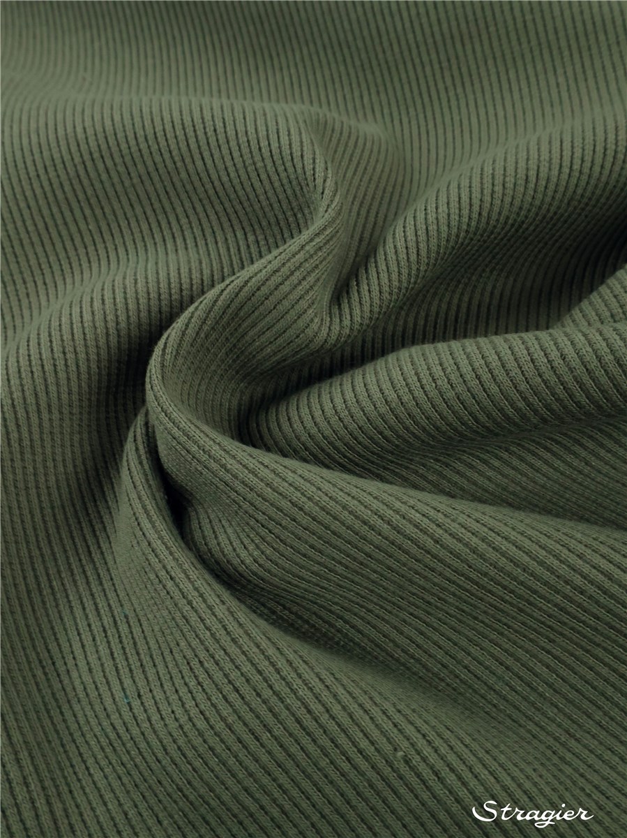 Bord Côte 2x2 - Coton BIO Stretch - Uni - Khaki
