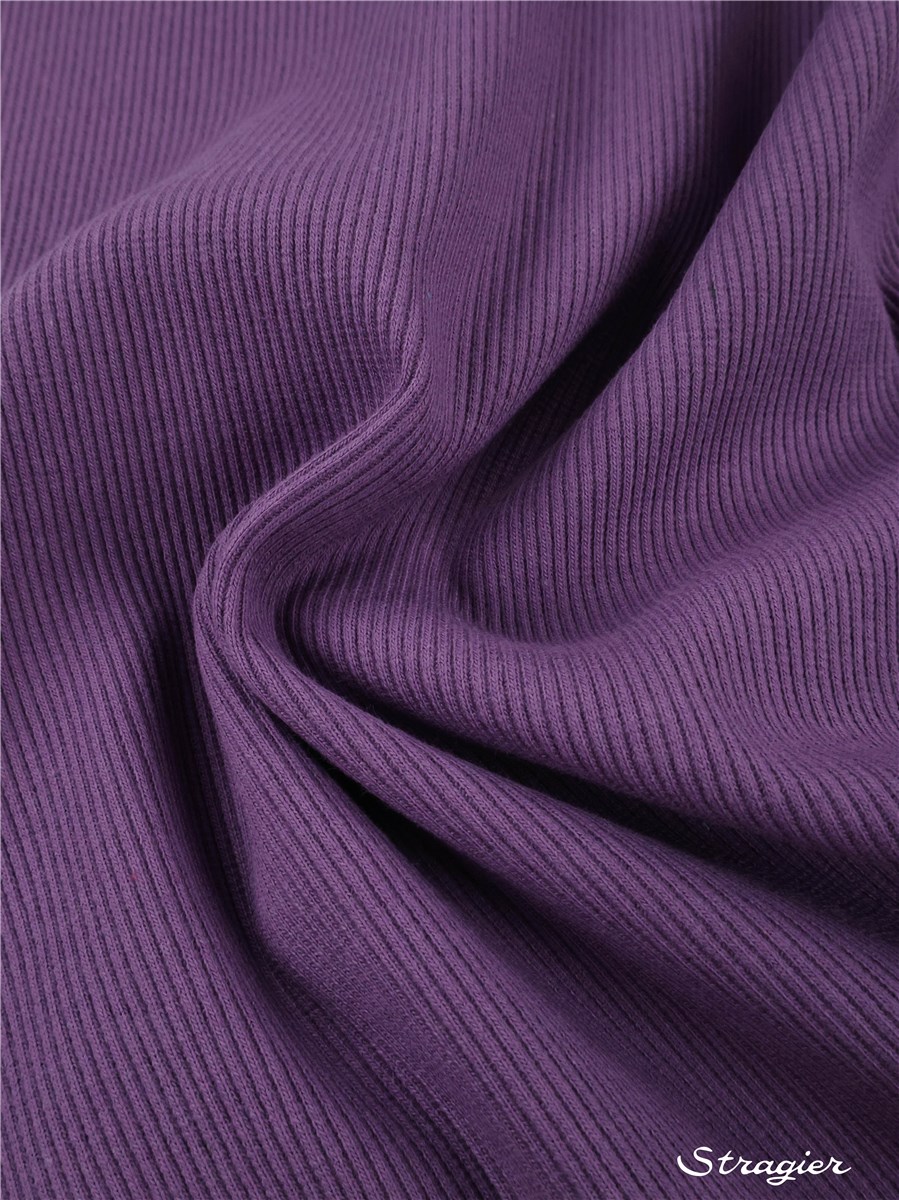Bord Côte 2x2 - Coton BIO Stretch - Uni - Prune