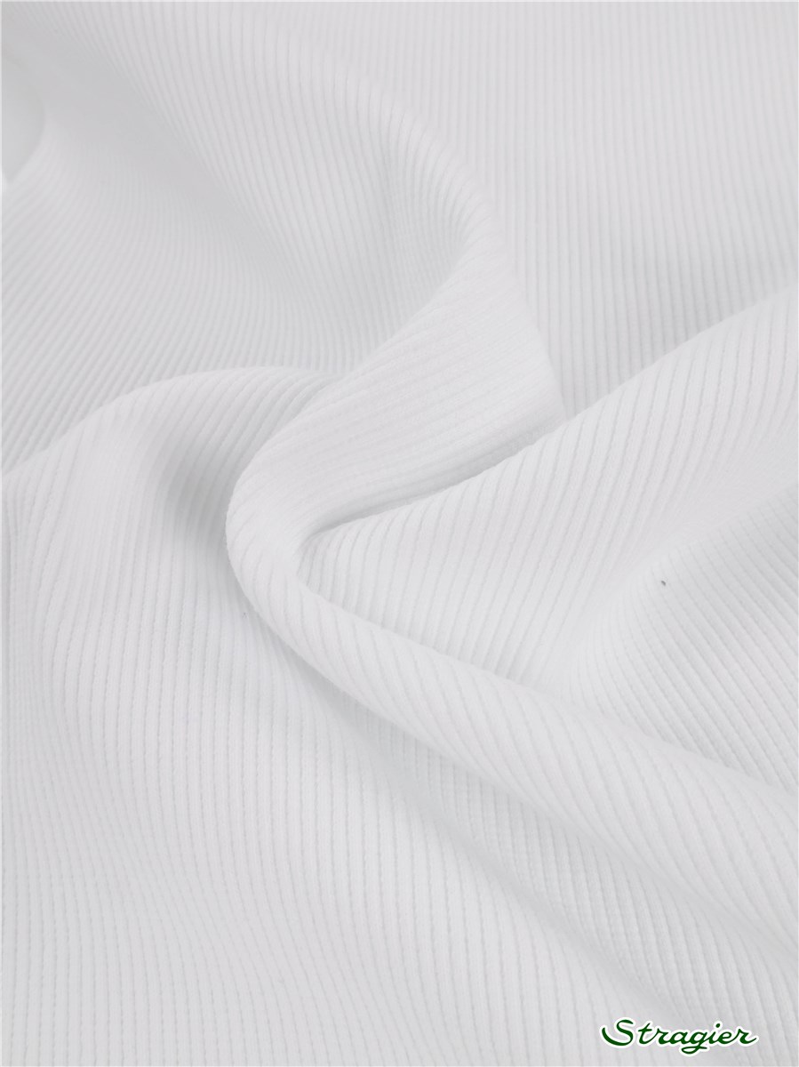 Organic Cotton Knitted Ribbing 2x2 - stretch - Plain - Blanc