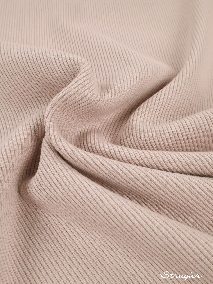 Bord Côte 2x2 - Coton BIO Stretch - Uni - Rose des Sables
