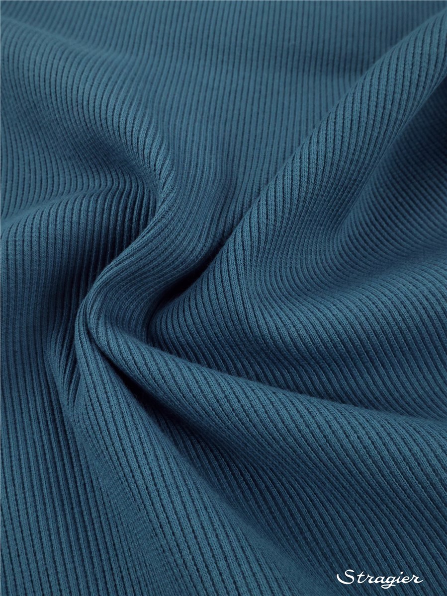 Organic Cotton Knitted Ribbing 2x2 - stretch - Plain - Jeans