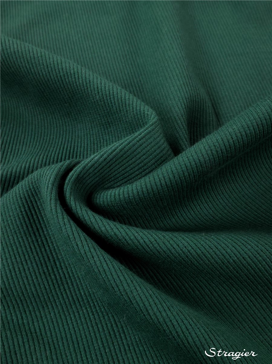 Bord Côte 2x2 - Coton BIO Stretch - Uni - Vert Bouteille