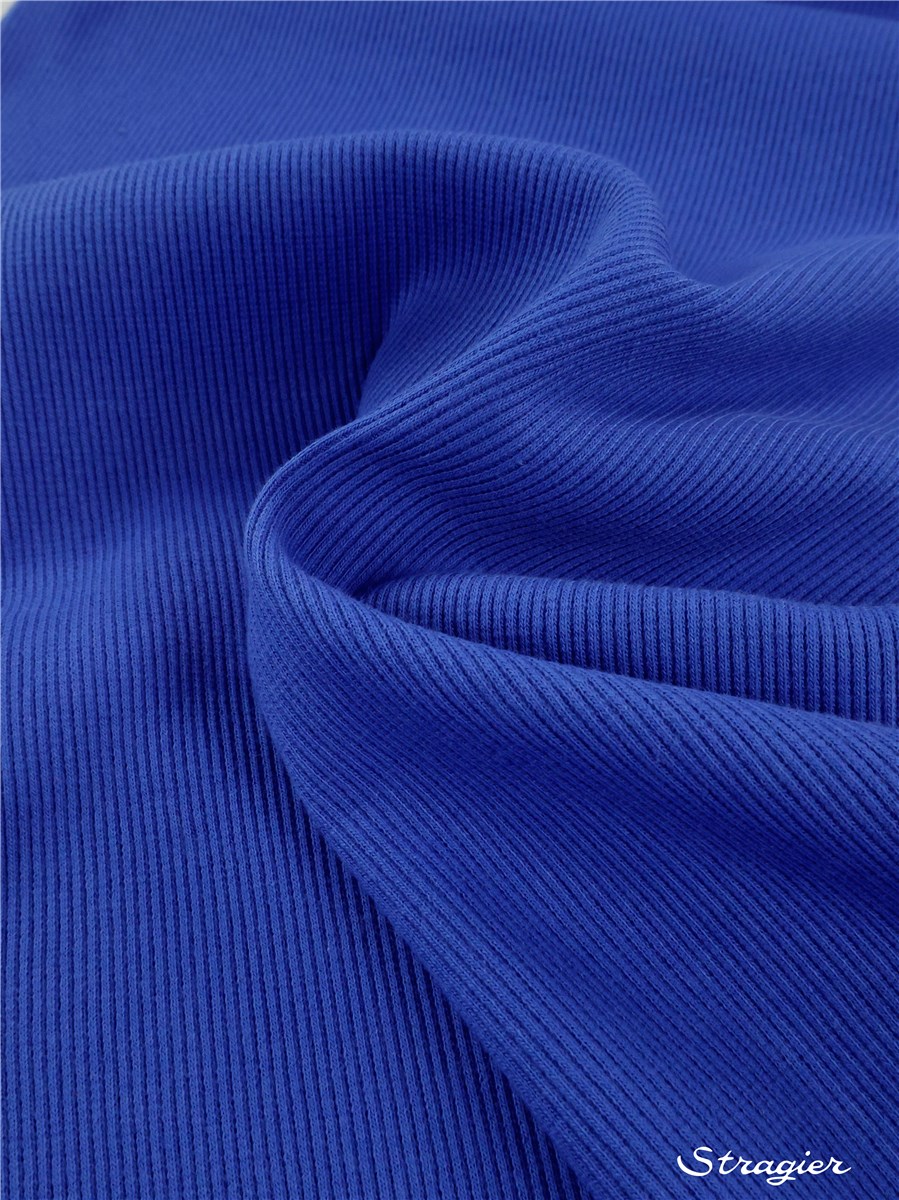 Organic Cotton Knitted Ribbing 2x2 - stretch - Plain - Cobalt
