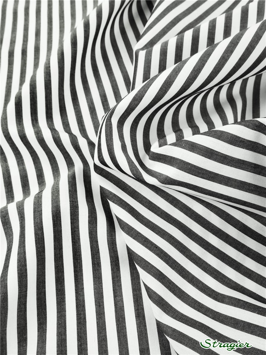 Popeline - Rayure 5 mm - Noir 