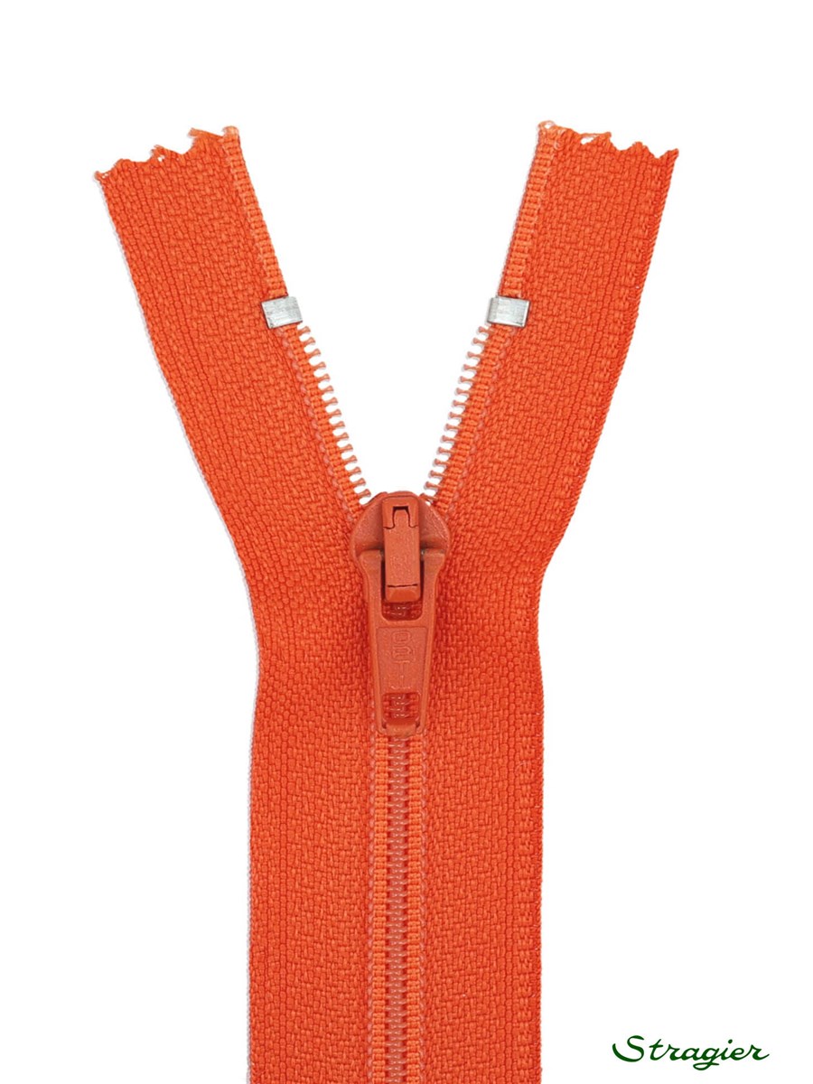 Zip - maille spirale 6mm - Séparable - Orange Rouge - 55 cm
