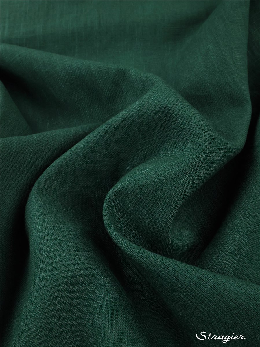 Toile pur Lin - Uni - Vert Bouteille 