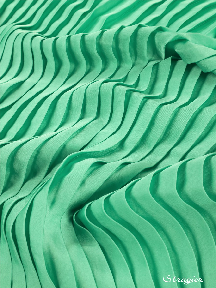 Pleated Panel - washed Satin - uni - Diamant Vert - 140 cm