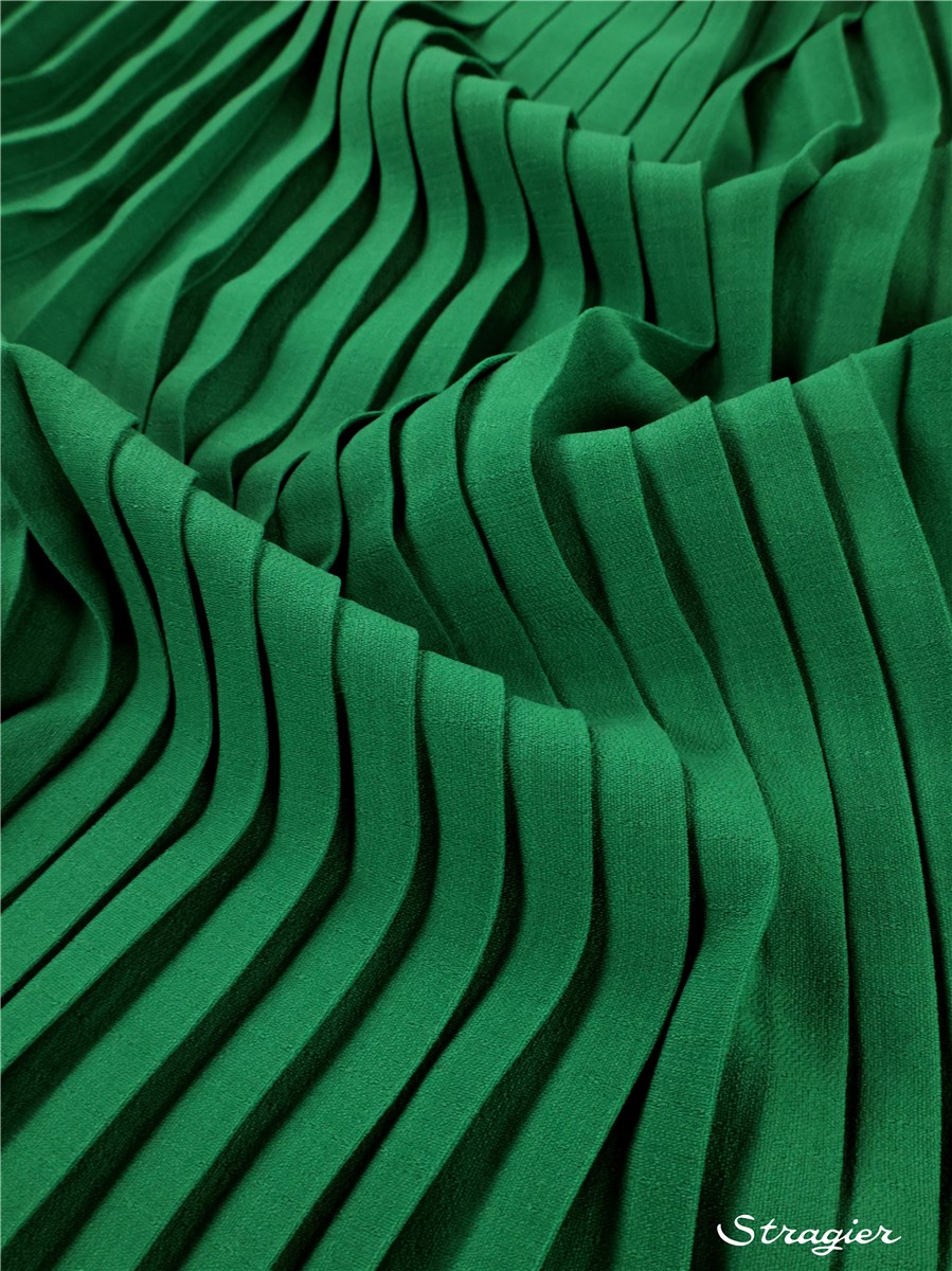 Panneau batiste plissée - uni - Vert Golf - 145 cm
