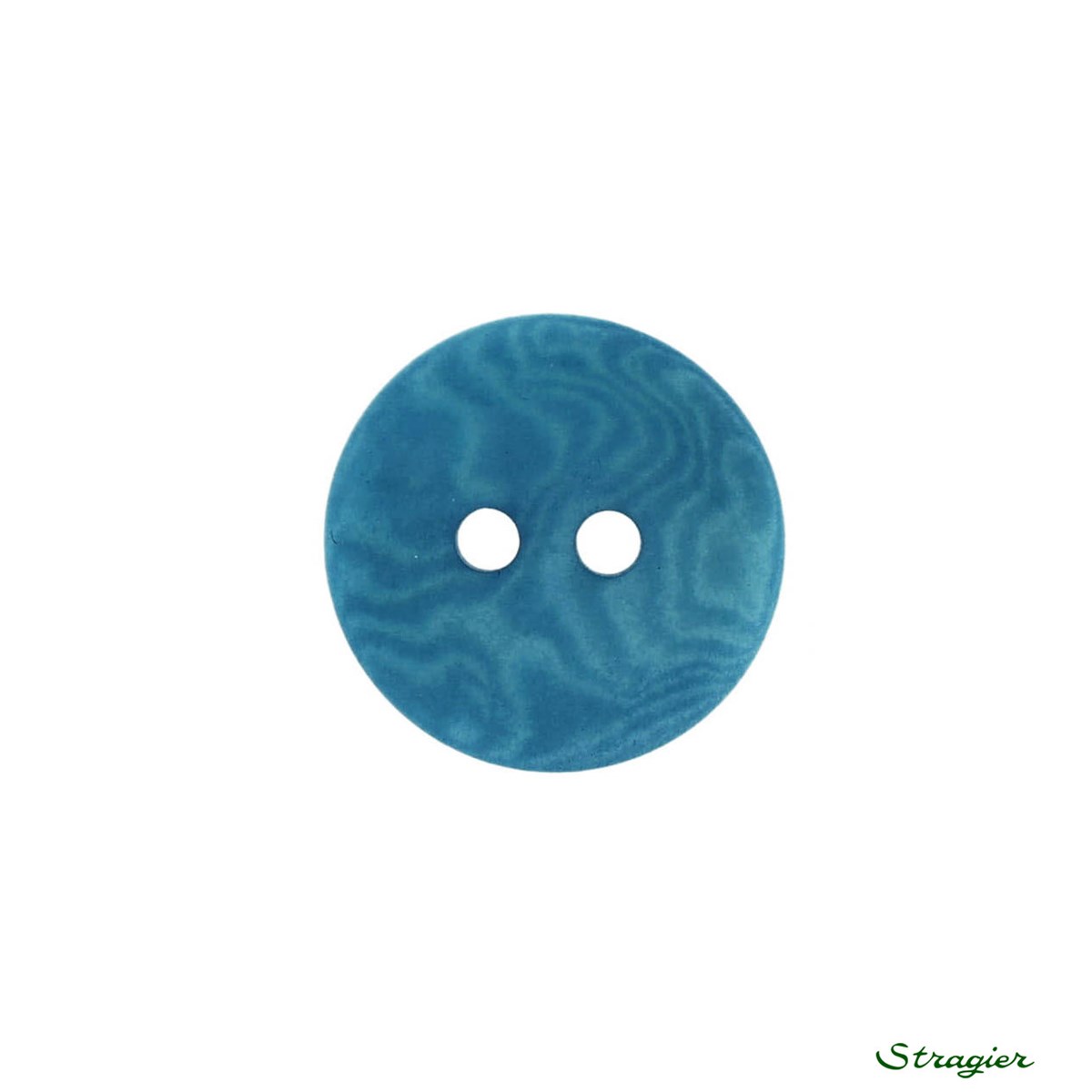 Boutons Corozo - 2 trous - Bleu Niagara - 15 mm