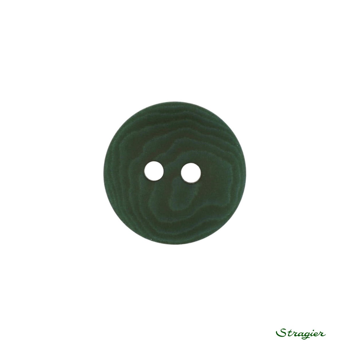 Boutons Corozo - 2 trous - Vert Bouteille - 15 mm