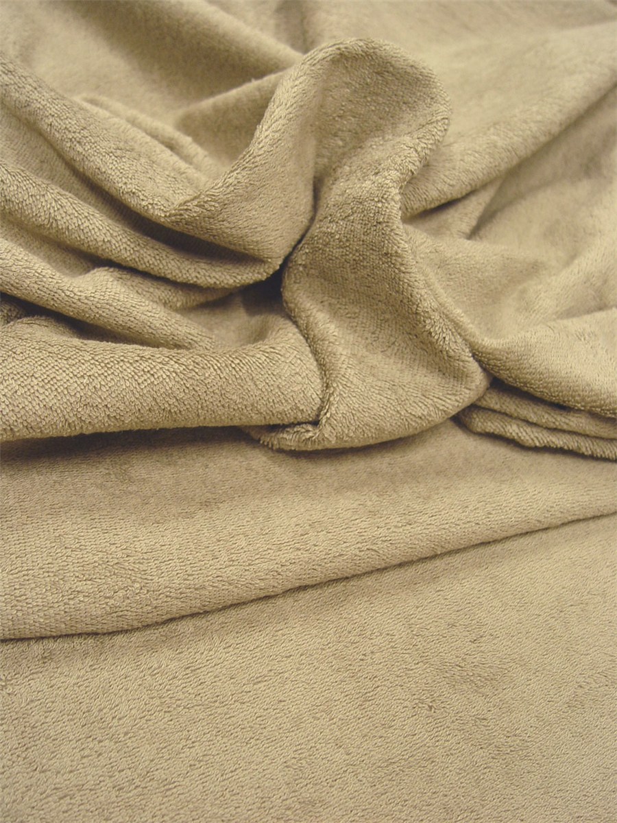 Tissu Eponge moelleux - Uni - Grège