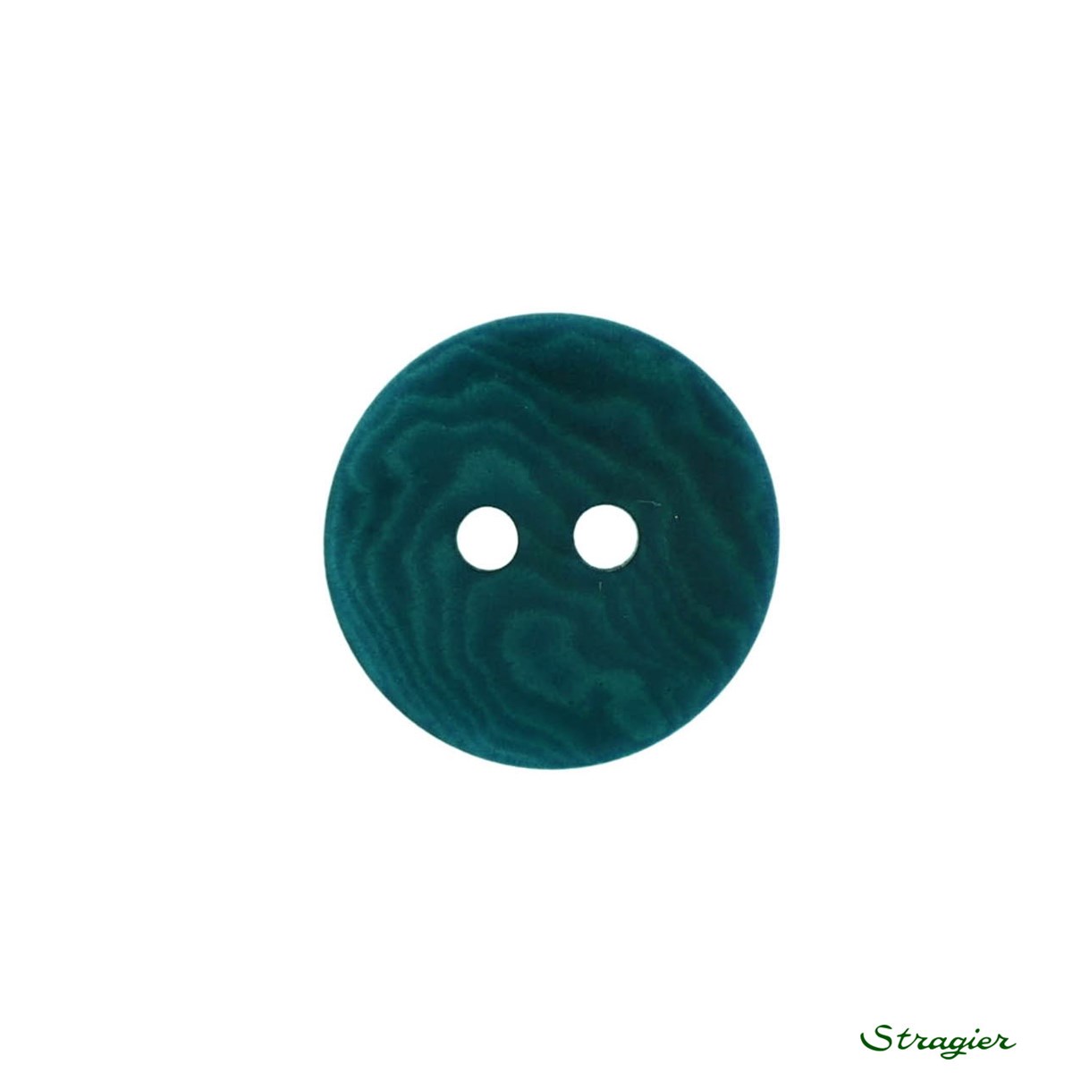 Boutons Corozo - 2 trous - Vert Canard - 15 mm