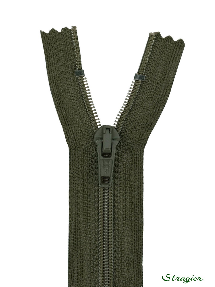 Zip - maille spirale 6mm - Séparable - Vert Olive foncé - 70 cm
