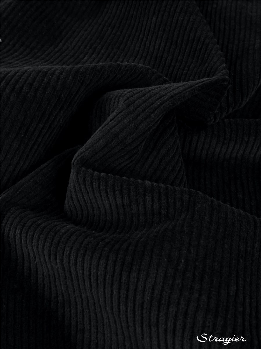 Velours côtelé Stretch - côte 4mm - Uni - Noir 
