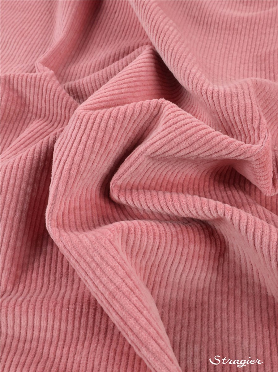 Velours côtelé Stretch - côte 4mm - Uni - Rose