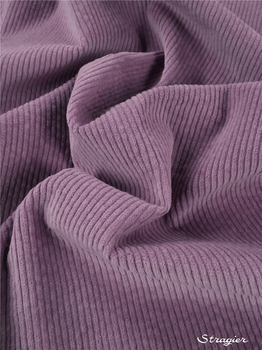 Velours côtelé Stretch - côte 4mm - Uni - Parme 