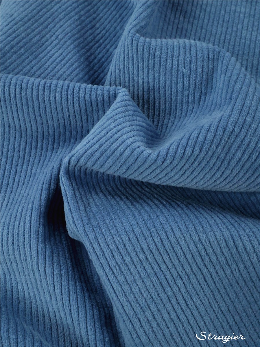 Velours côtelé Stretch - côte 4mm - Uni - Bleu Couronne