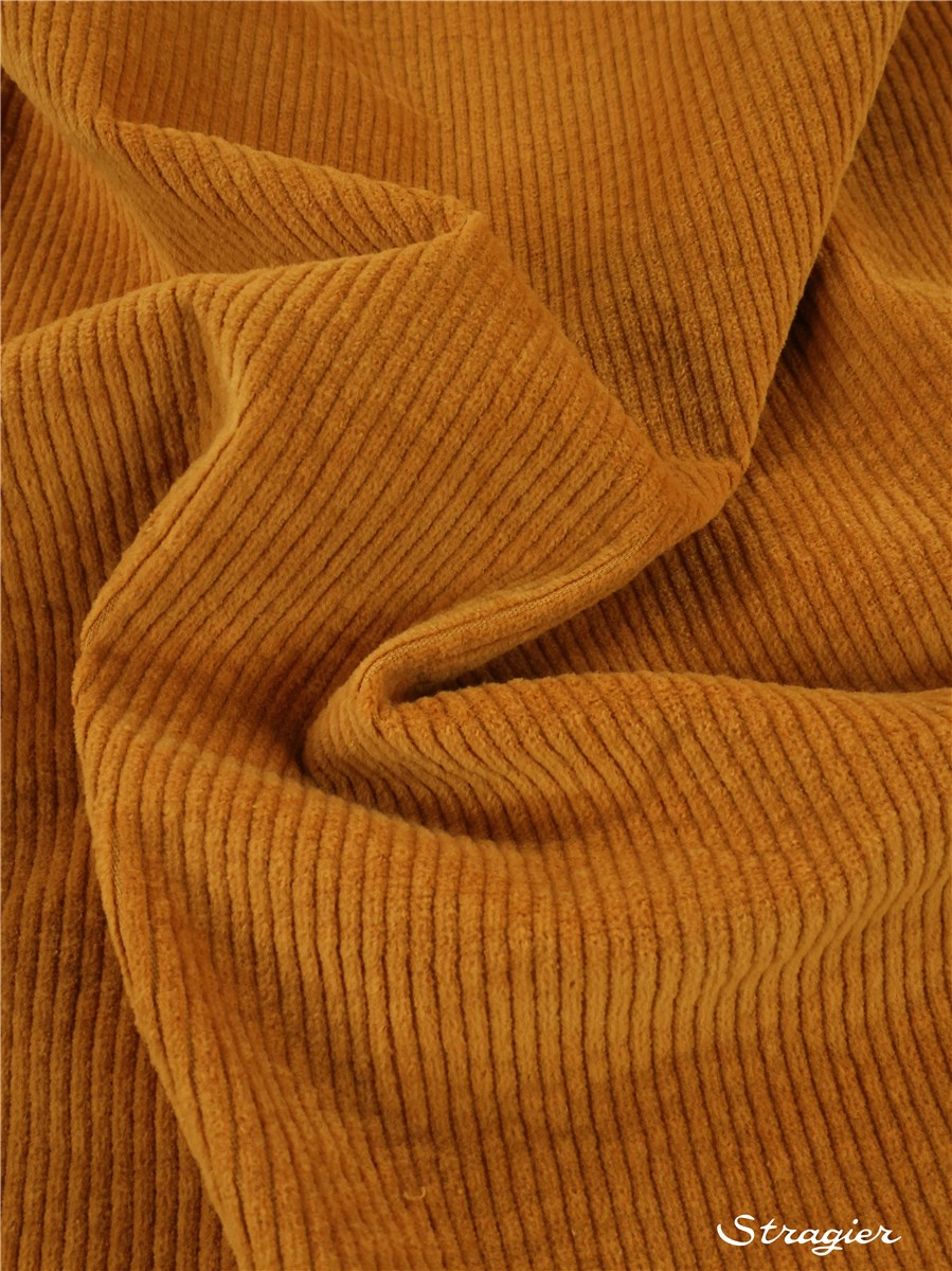 Velours côtelé Stretch - côte 4mm - Uni - Safran 