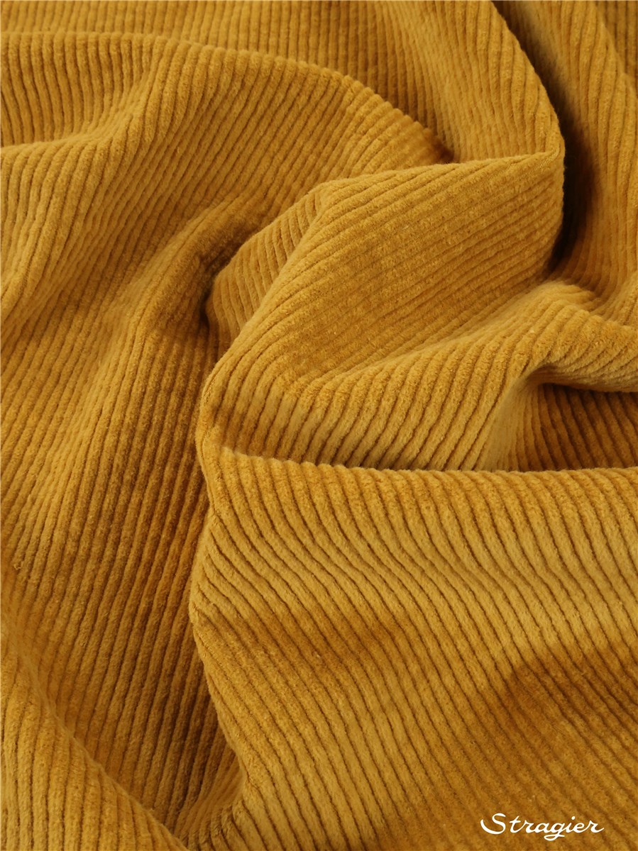 Velours côtelé Stretch - côte 4mm - Uni - Moutarde 