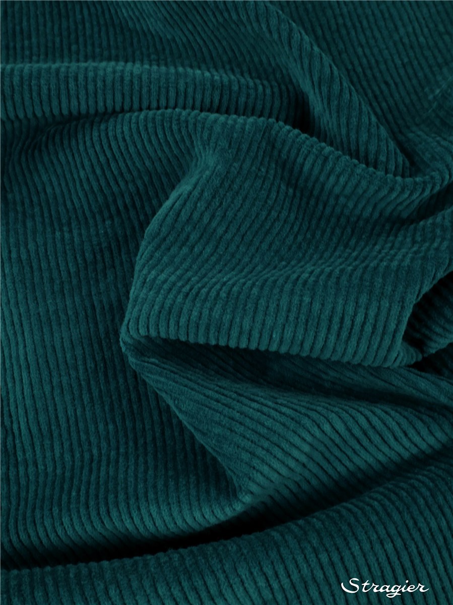 Velours côtelé Stretch - côte 4mm - Uni - Vert Canard