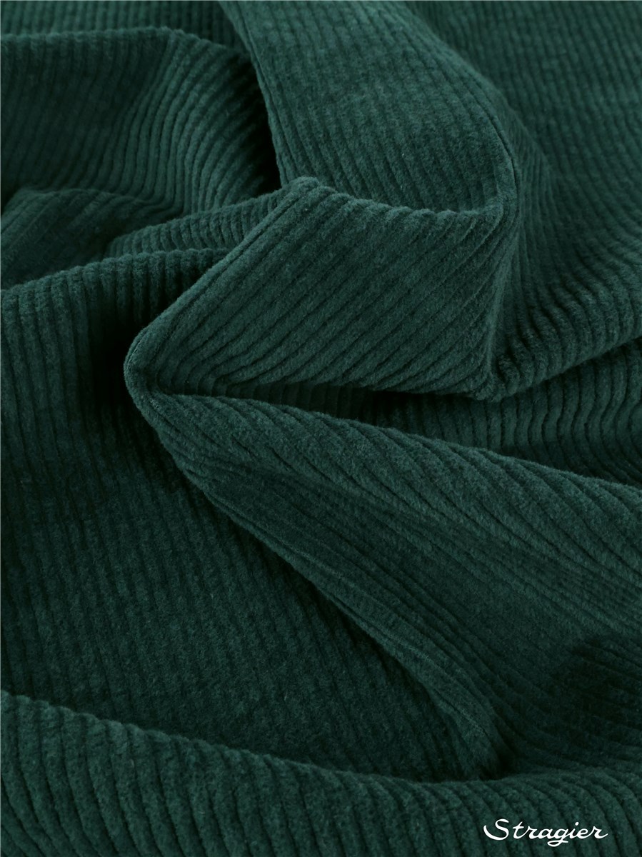 Velours côtelé Stretch - côte 4mm - Uni - Vert Bouteille