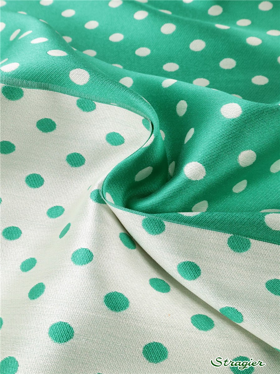 Double Silk - soft - Pois 9 mm - Vert Jade - Blanc doux