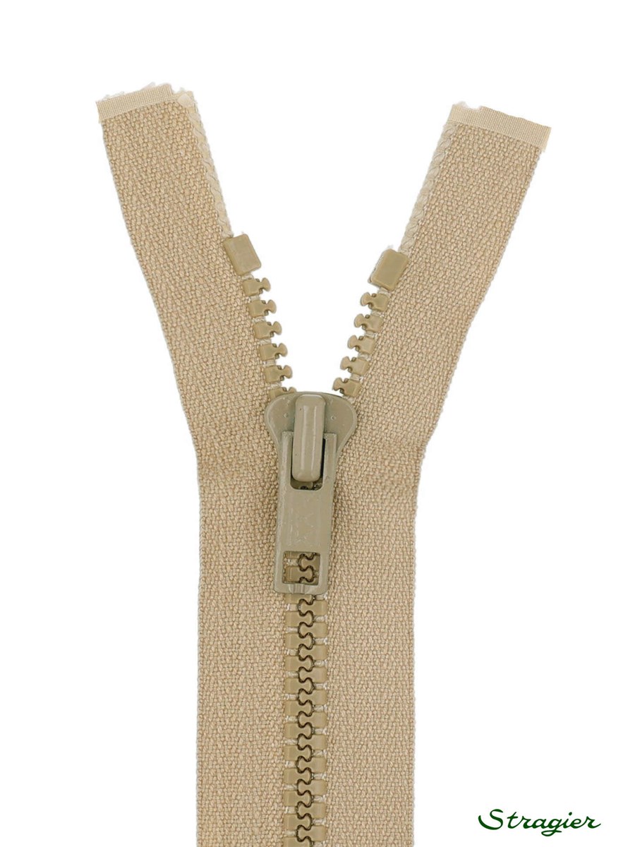 Moulded Plastic Zip - 6mm - Open End - Beige - 25 cm