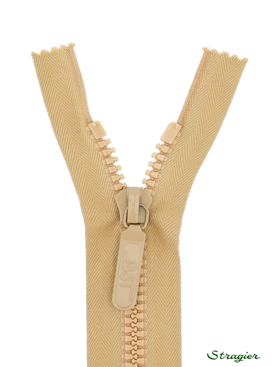 Moulded Plastic Zip - 6mm - Open End - Camel clair - 35 cm