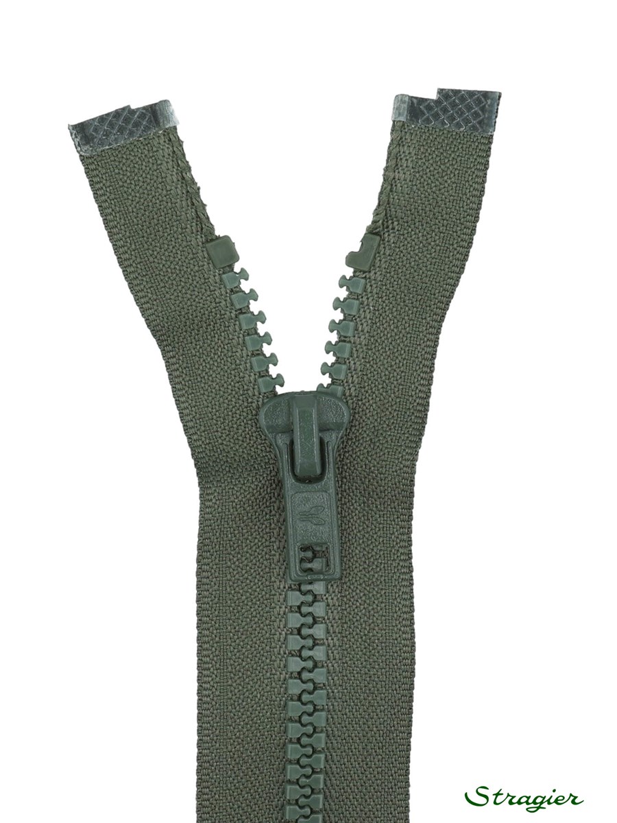 Moulded Plastic Zip - 6mm - Open End - Lichen sombre - 30 cm