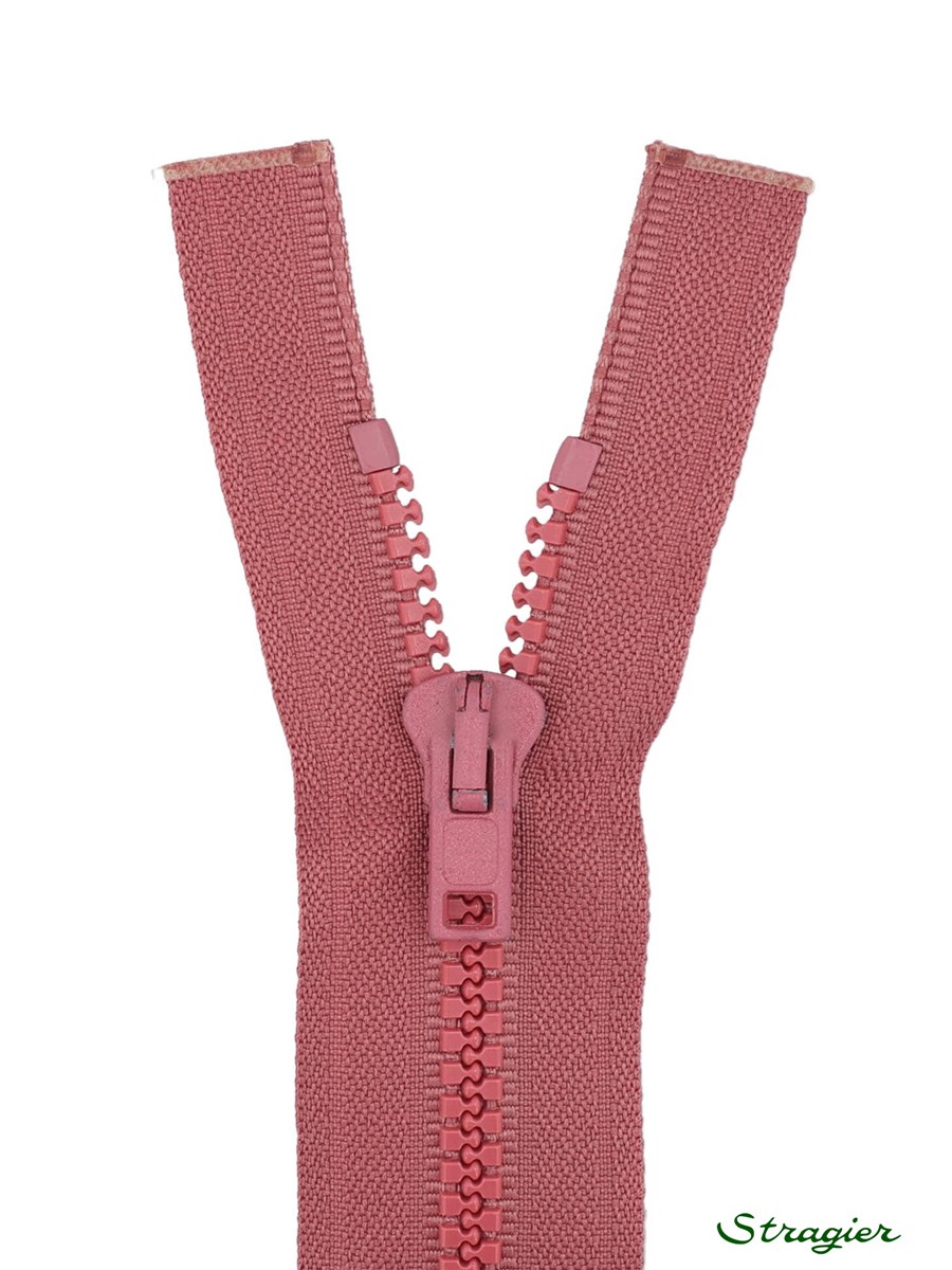 Moulded Plastic Zip - 6mm - Open End - Vieux rose - 40 cm