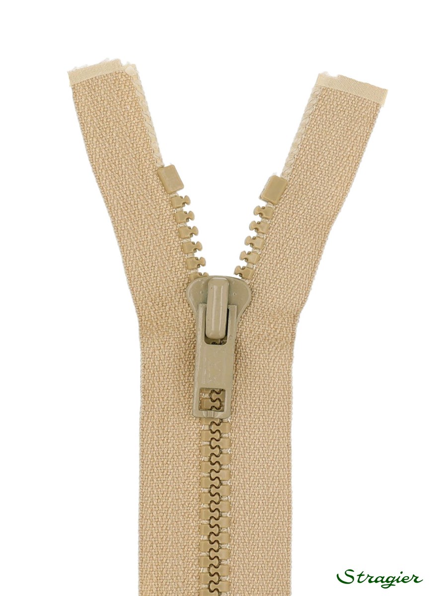 Moulded Plastic Zip - 6mm - Open End - Beige Chamois - 45 cm
